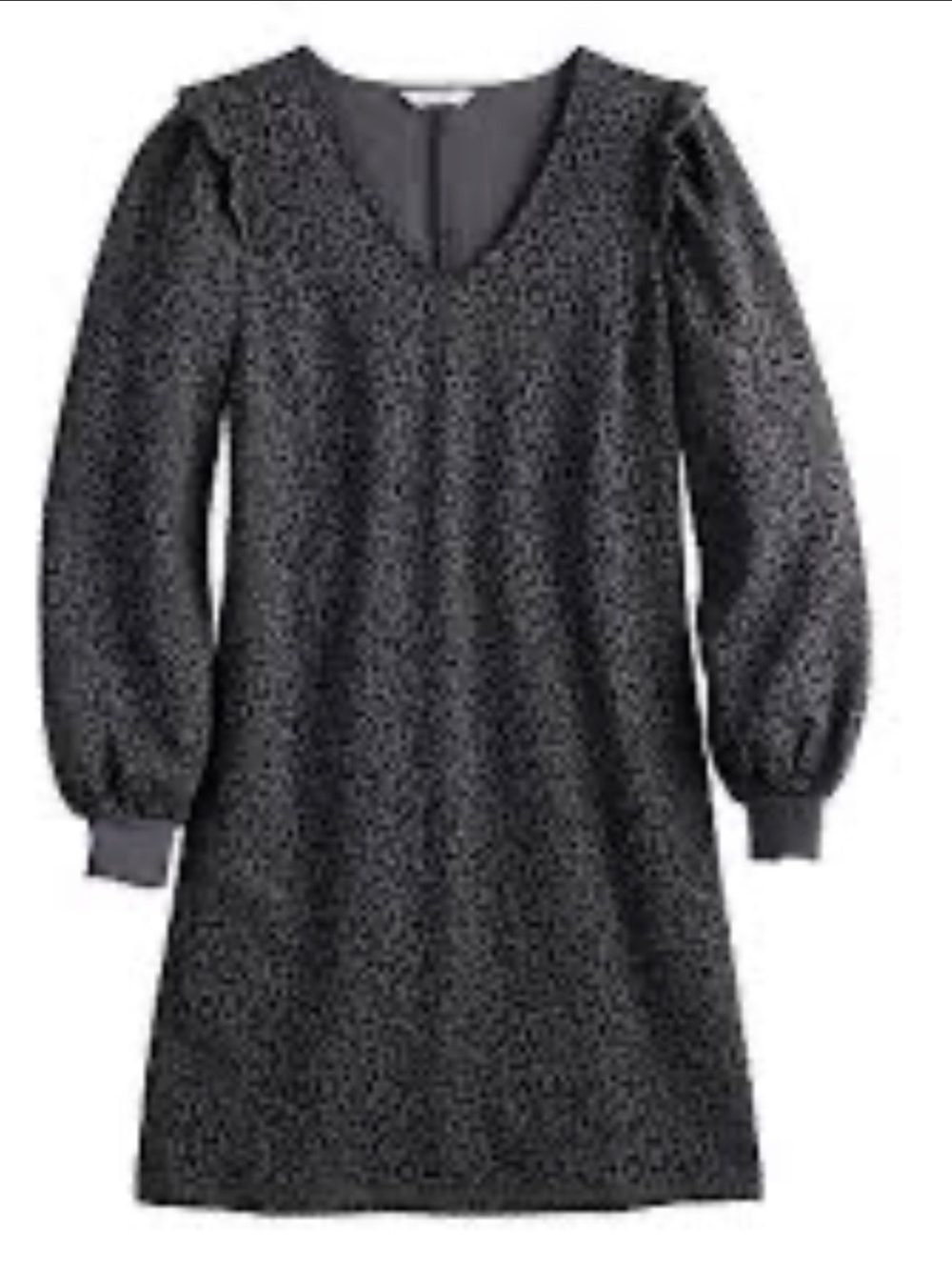 Nine West Black leopard print  V‑Neck Balloon Sleeve Sweatshirt Dress S